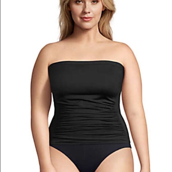 Land’s End Plus Regular size Bandeau tankini top removable straps black Various - Picture 3 of 8